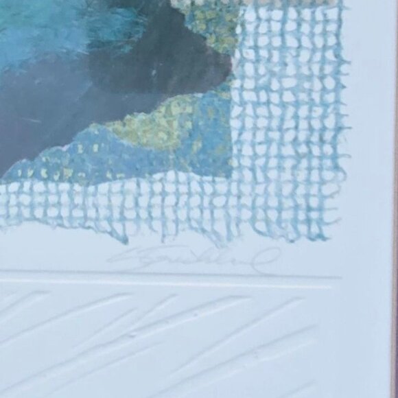 Abstract Mixed Media Art Framed Wall Art Signed 23 x 25 Collage 1990s Decor - Picture 15 of 16